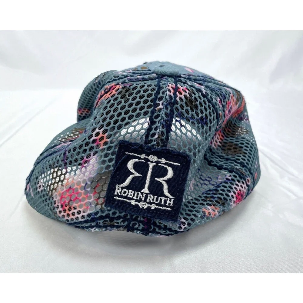 Miami Beach Robin Ruth Blue Floral‎ Hat Embroidery Snapback